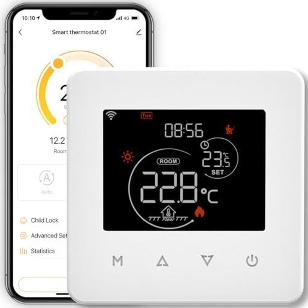 MOES Smart Thermostat Fussbodenheizung Wasser, Raumthermostat Fußbodenheizung WLAN Programmierbare Kompatibel mit Alexa/Google Home,Smart Life/Tuya