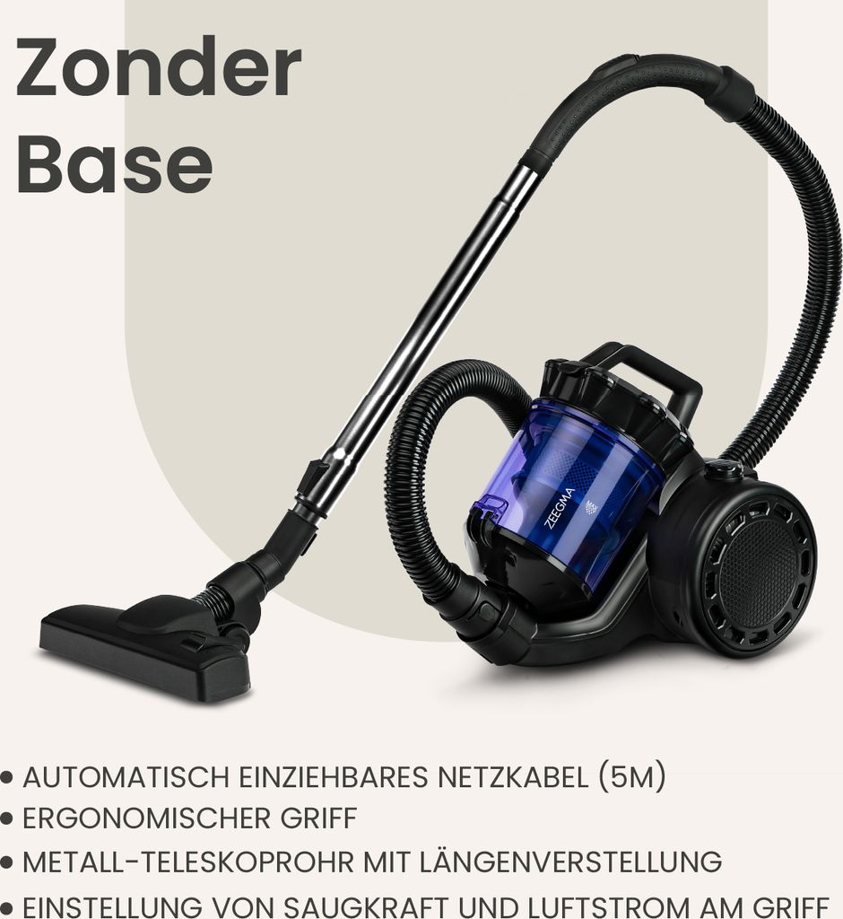 Staubsauger Zeegma Zonder Base beutellos mit Set von Produktbild 5