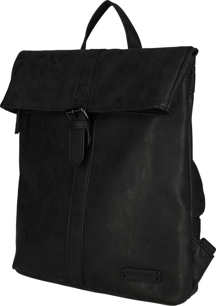 Großer Damen Herren Roll up Rucksack Plane Tasche Fahrradrucksack Kurier leder Optik Rollup Bag Schwarz