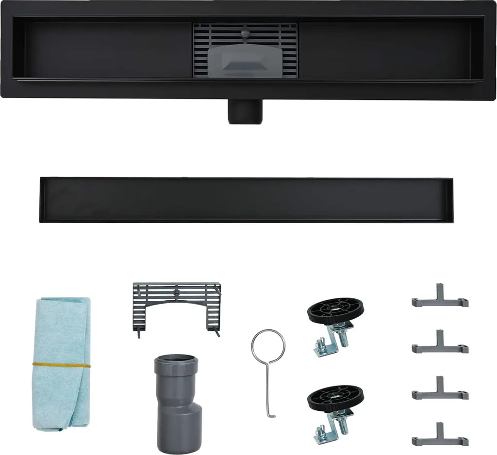 SYFAX™ Scarico Doccia Nero 100 cm | Canalina 2 in 1 Acciaio Inox 304 - 10
