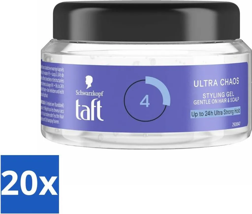 Stock Professionale Taft Ultra Chaos 4 Gel Styling - 20 Pezzi 250ml