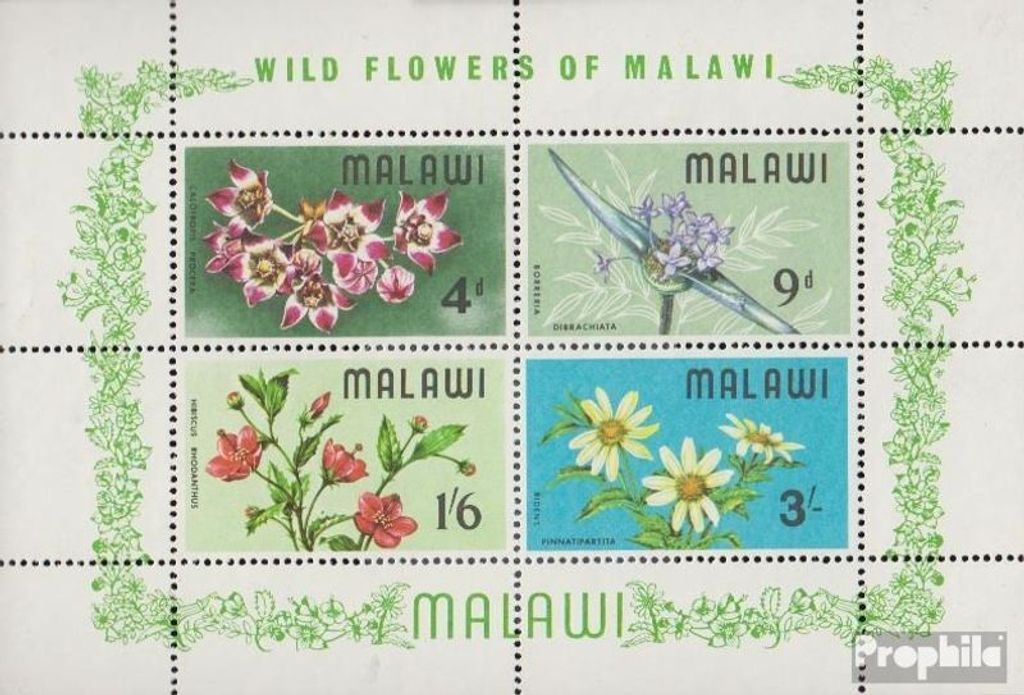 Briefmarken Malawi 1968 Mi Block10 (kompl.Ausg.) postfrisch Blütenpflanzen