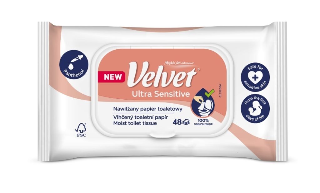 Velvet Papier Toaletowy Nawilżany Ultra Sensitive 48 sztuk