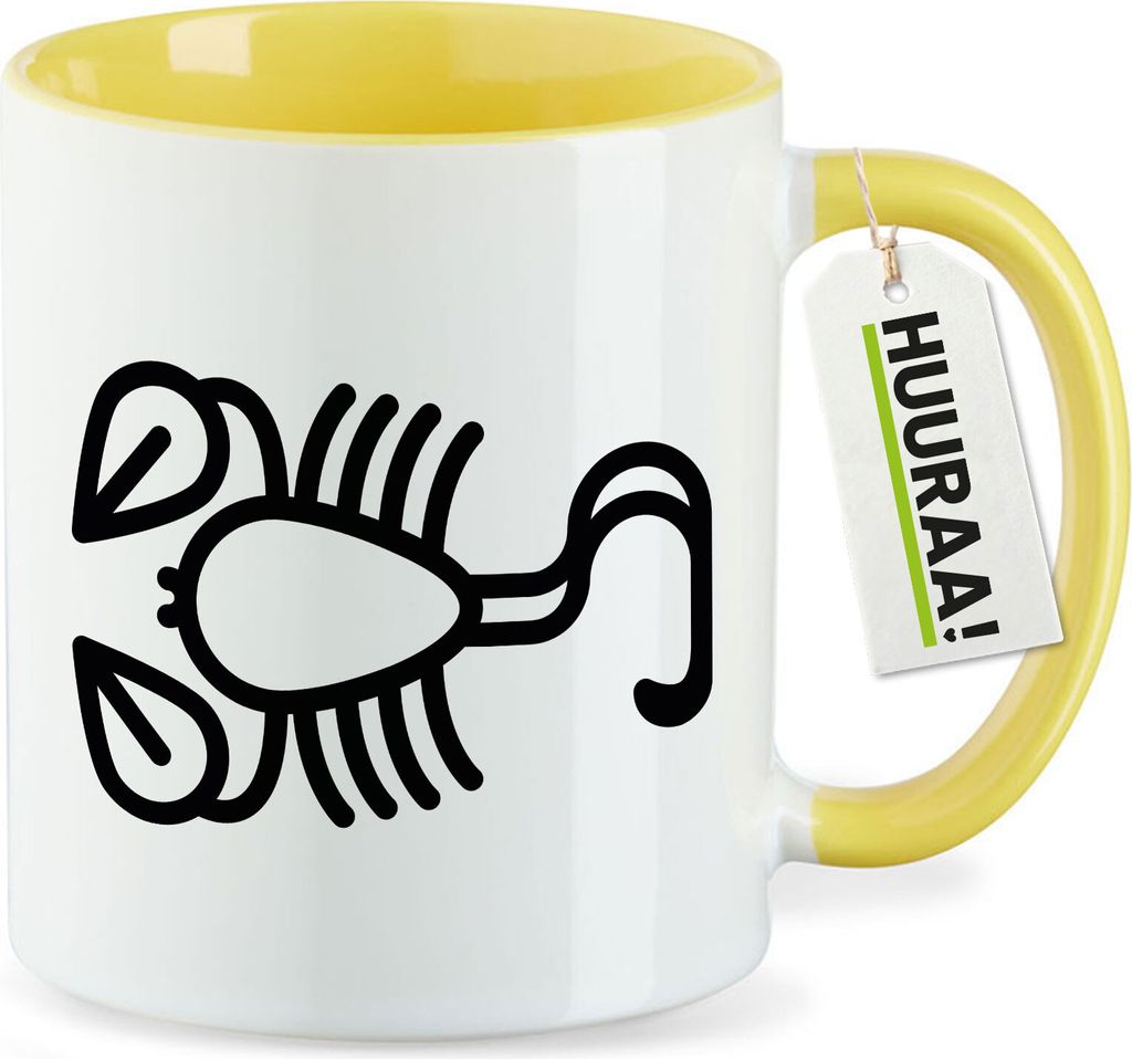 Huuraa Kaffeetasse Skorpion Sternzeichen Symbol 330ml Gelb Keramik Kaffeebecher Geschenkidee