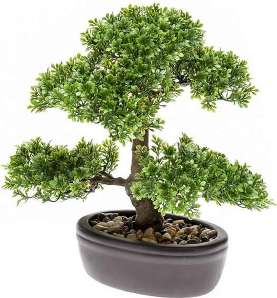 artplants.de Kunst Bonsai Ficus Hesper in Schale, 30cm - Deko Ficus Benjamina Bonsai - Bonsai Unecht