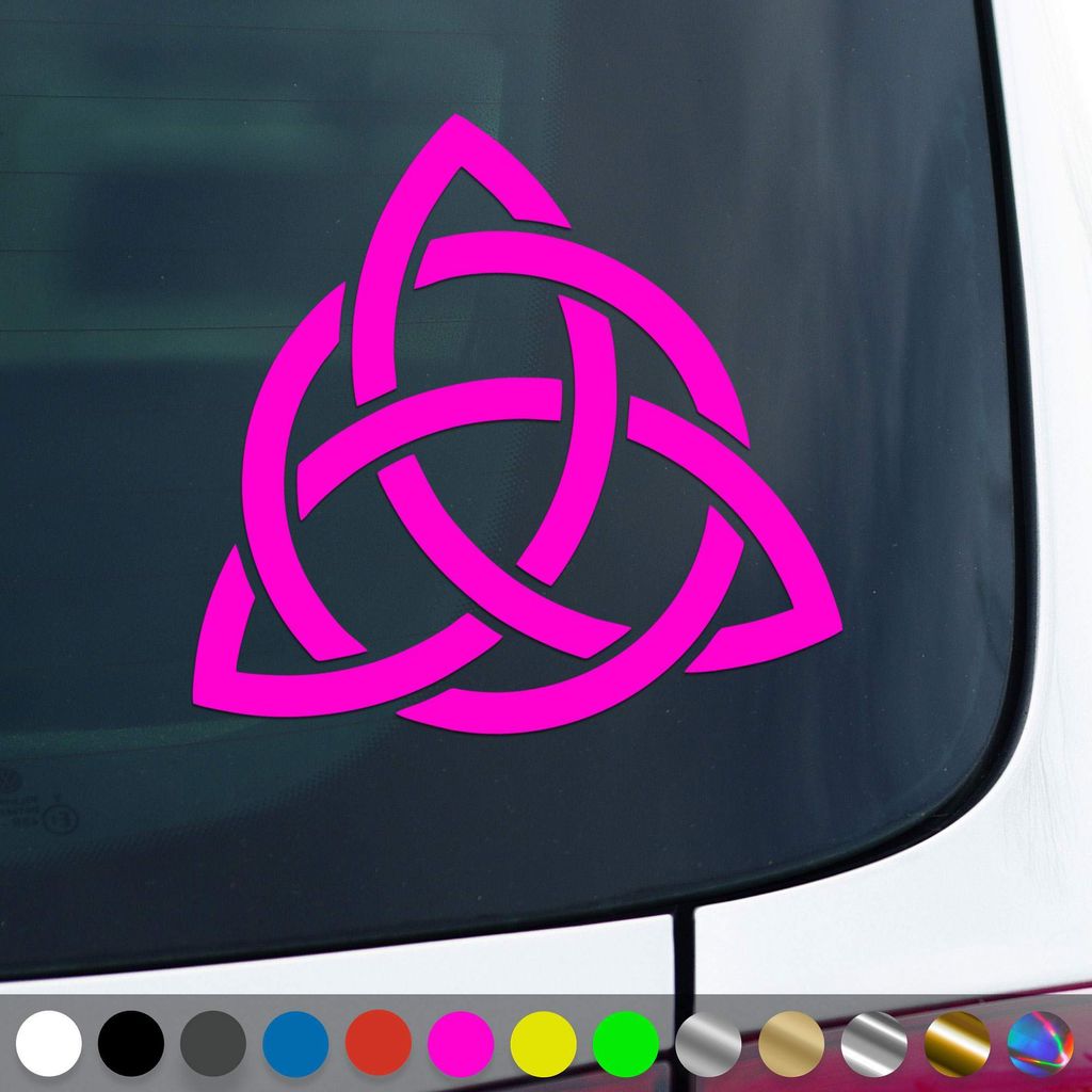 PantherPixel Triqueta Aufkleber Keltischer Kelten Knoten Sticker Auto Geschenkidee Farbe Neon-Pink