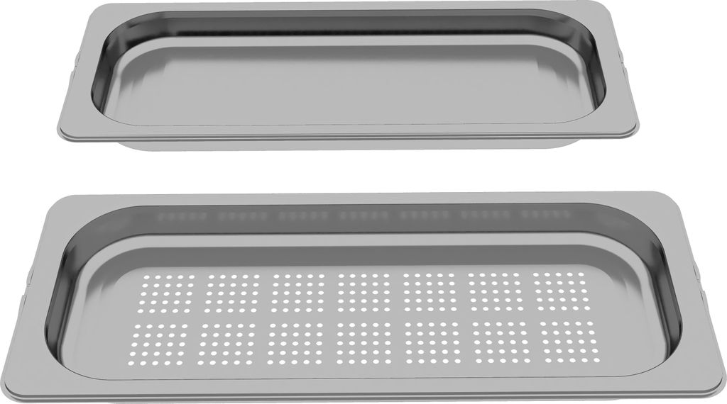 Gastronorm-Dampfbehälter Z1650DU0, Größe M (edelstahl, 2 Stück, gelocht / ungelocht)