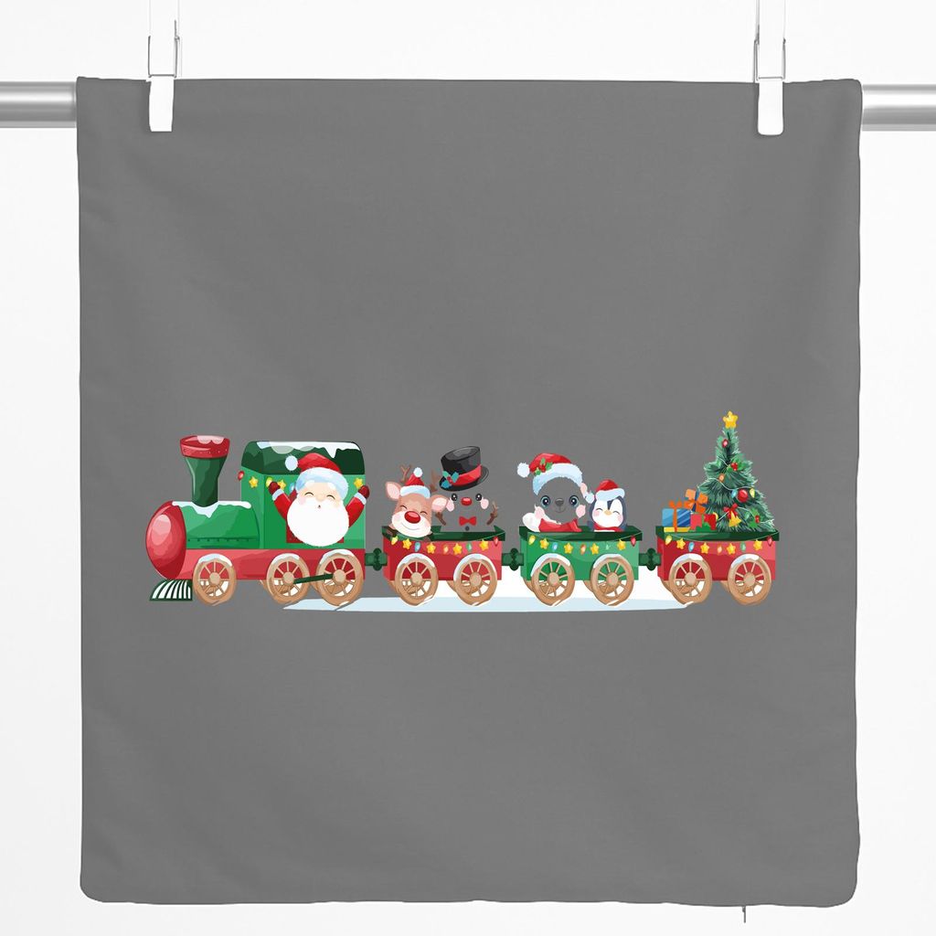 Huuraa Kissenbezug Weihnachtszug Weihnachten 40x40cm Steel Grey Baumwolle Dekokissenbezug Geschenkidee