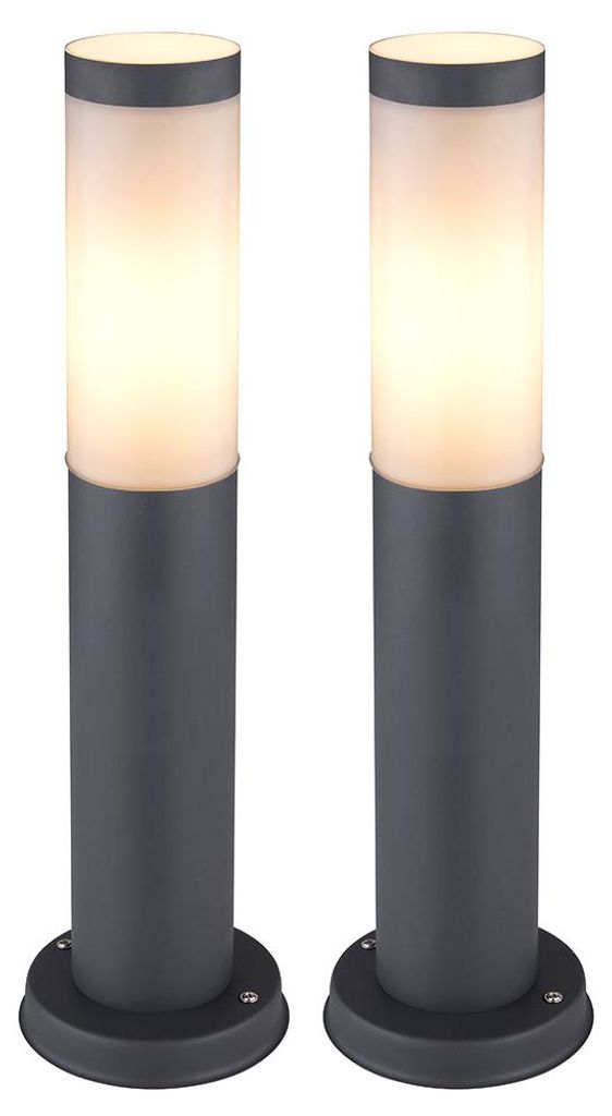 2er Set RGB LED Sockelleuchte, Edelstahl anthrazit, H 45 cm Produktbild 