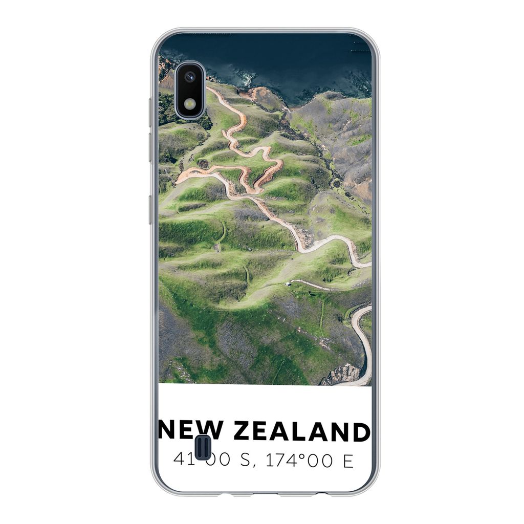 MuchoWow Handyhülle Schutzhülle Hülle für Samsung Galaxy A10 Neuseeland - Wasser - Grün - Strand Silikon Softcase Handy Hülle - Schutzhülle