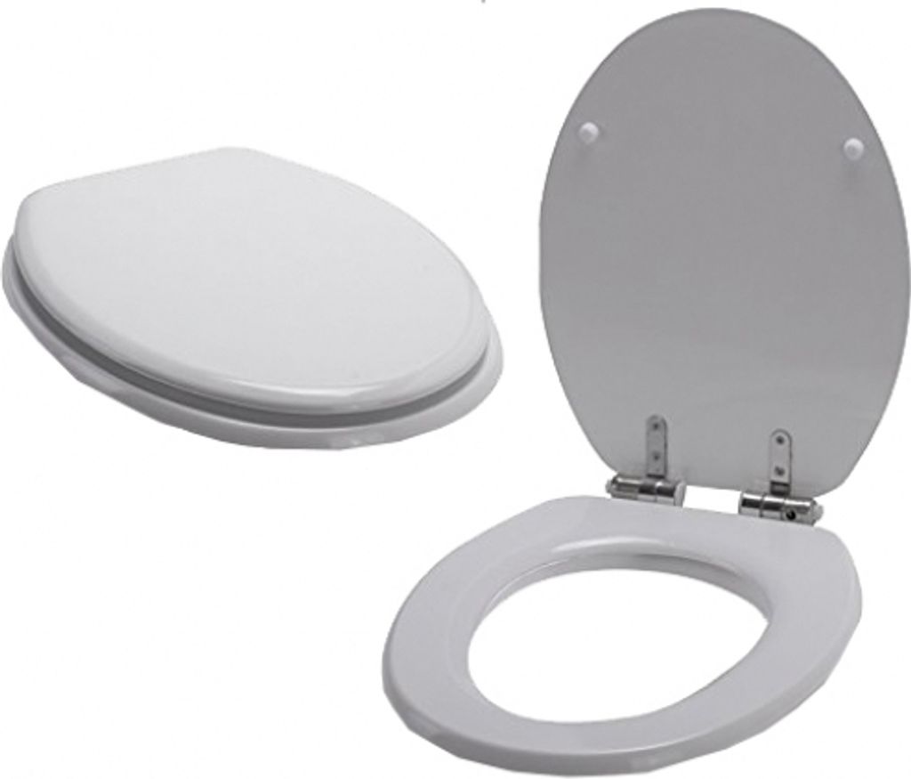 MSV WC Sitz Toilettendeckel MDF Holzkern "Uni weiß" Produktbild 3