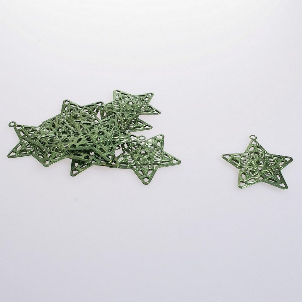 Metallsterne zum Hängen - grün - 6 cm - 12 Stück - 92016 60