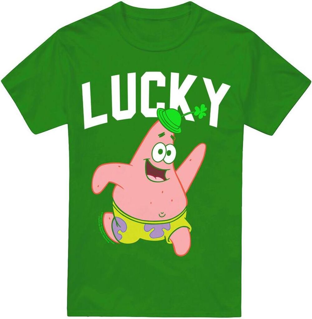 SpongeBob SquarePants - "Lucky" T-Shirt für Herren - St Patricks-Tag TV6378 (3XL) (Irisches Grün)
