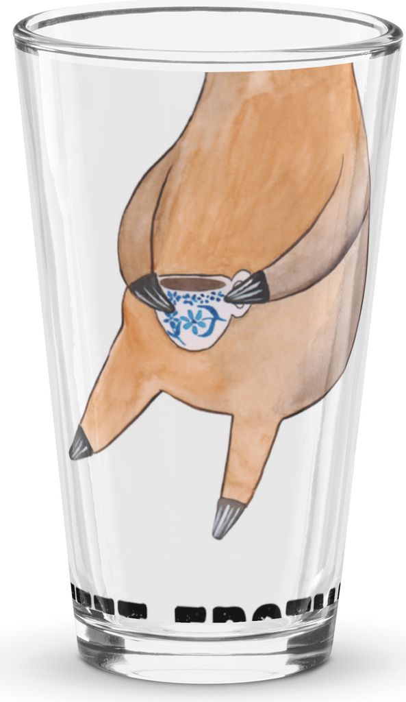 Mr. & Mrs. Panda Glas Faultier Kaffee - Transparent - Geschenk, Bierglas, Cocktailglas, Longdrinkglas, Coffee, Tumbler, Lieblingstier, Trinkglas