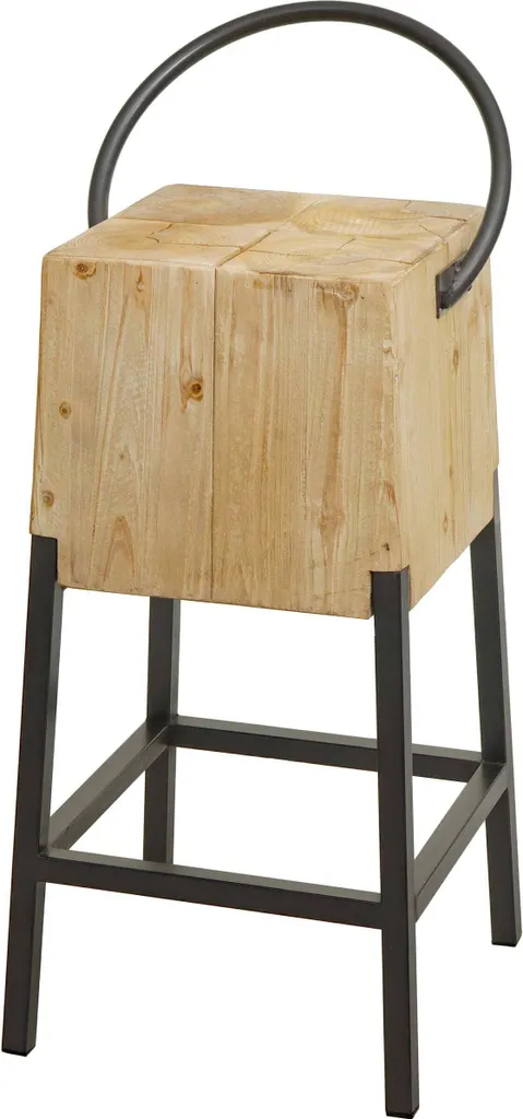 Sgabello HWC-L76 Professionale Metallo Industriale Legno Massiccio MVG