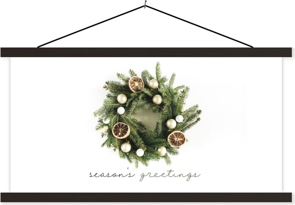 MuchoWow Textilposter Winter - Orange - Weihnachten 90x45 cm mit schwarzem Rahmen - Klemmleisten