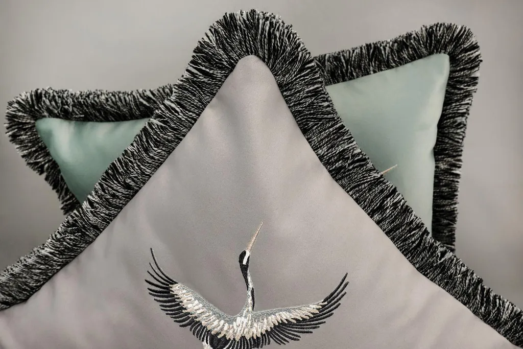 Housse de coussin 45x45 lavable anthracite polyester zippée et franges - 7