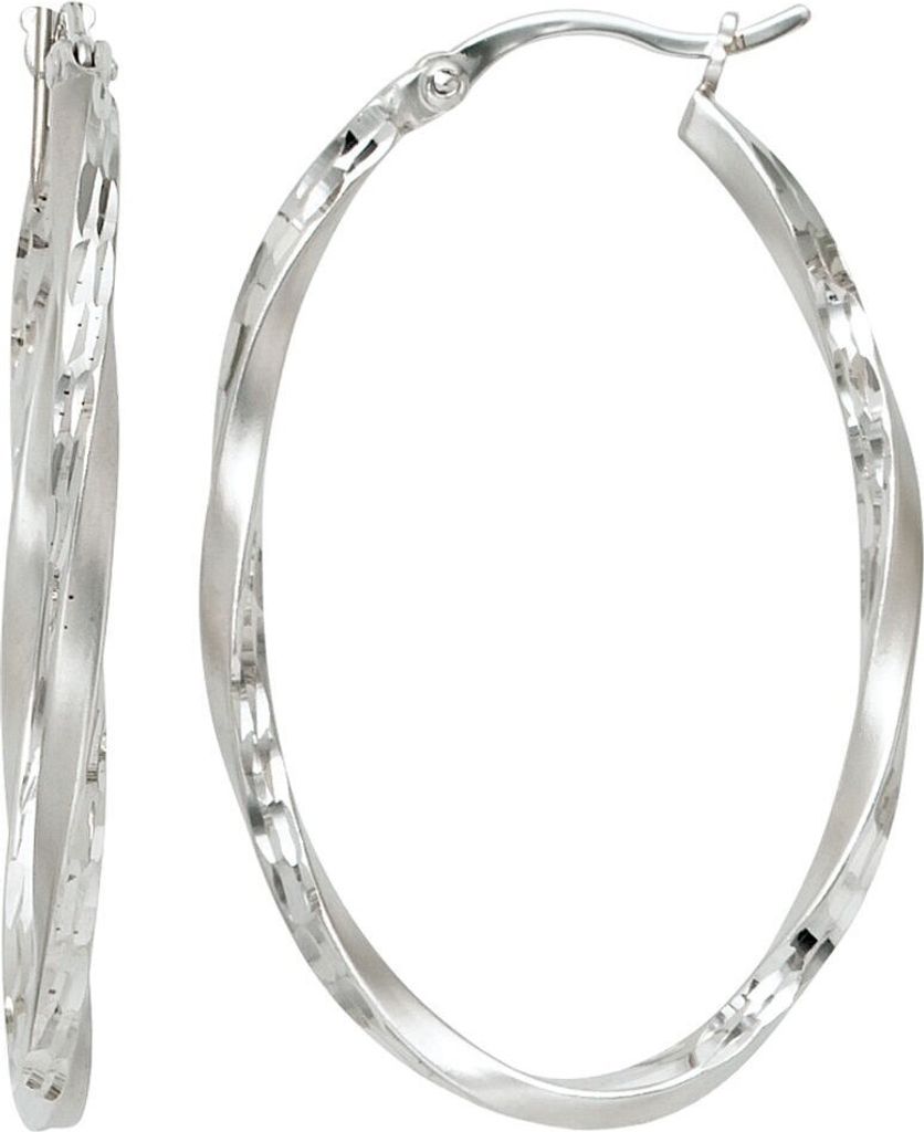 Paar Ohrringe Creolen Creole 40,6mm oval 925 Silber rhodiniert gedreht