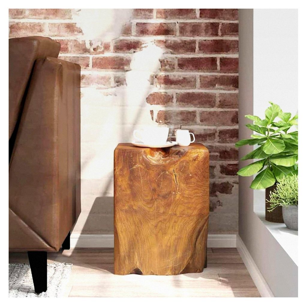 Hocker aus massivem Teakholz - handgefertigter rustikaler Charme für Wohnzimmer und Terrasse
