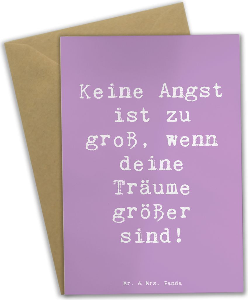 Mr. & Mrs. Panda Glückwunschkarte Spruch Angst überwinden - Lavendeltraum - Geschenk, einladungskarten, Mutmacher, Zuversicht, osterkarten, babyk...