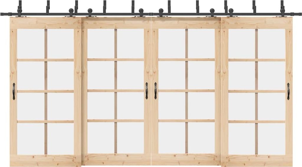 Schiebetürbeschlag-Set 427 cm Stahl Schwarz