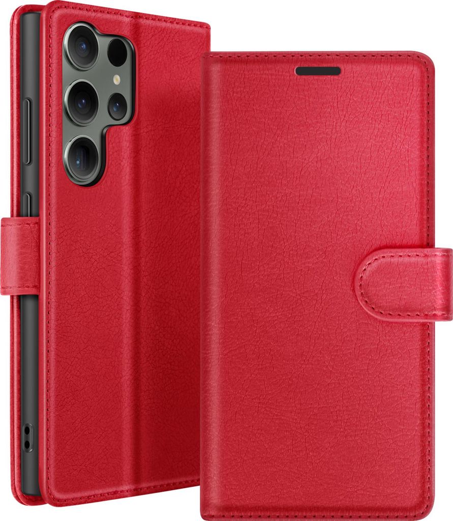 Zanaé, Portemonnaie Etui Galaxy S23 Ultra Ständer Magnetverschluss, Rot