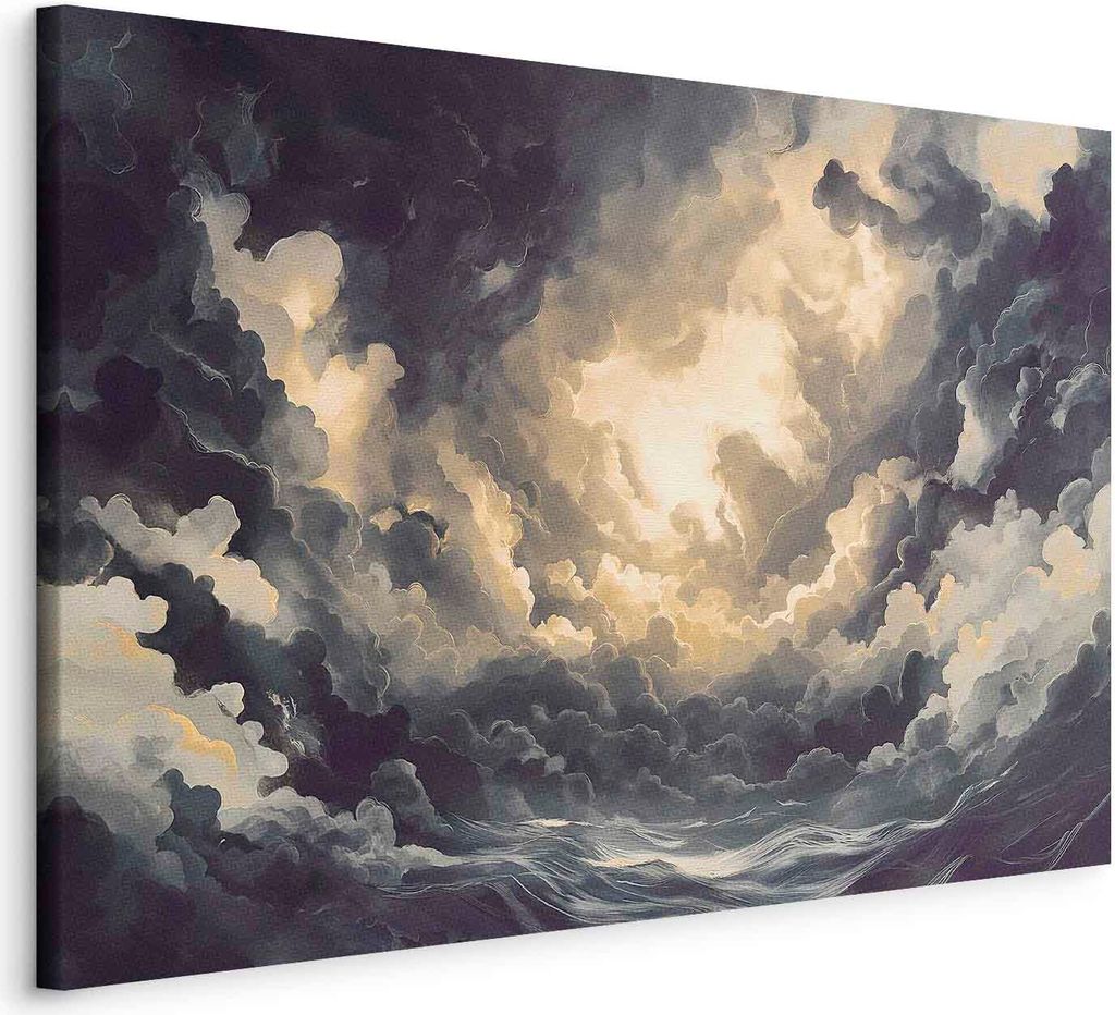 Vlies Leinwandbild - Epic Light Play: The Sun Battling for Dominance Over the Clouds 60x40 cm Muster b-H-10054-b-a