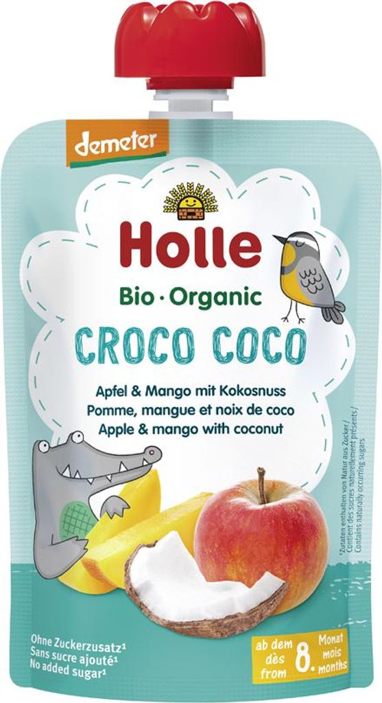 HOLLEOrganic Croco Coco ovocné pyré jablko, mango, kokos, Obrázek produktu 