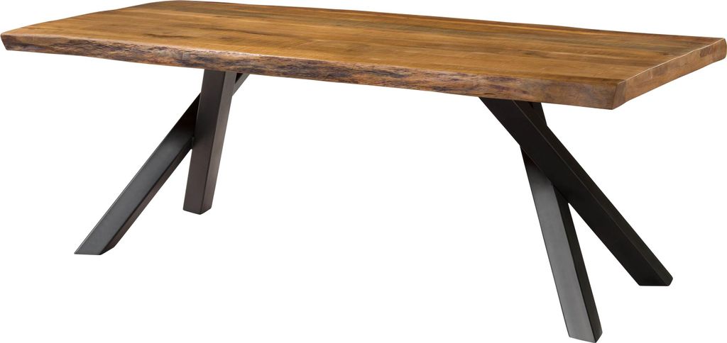 MASSIVMOEBEL24 Baumtisch Mango 200x100x76 natur lackiert / A-Gestell anthrazit matt FREEFORM 5