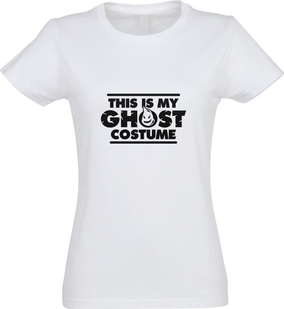Kiwistar - T-Shirt tailliert - Damen - Weiss - This is My Ghost Costume - mit Motiv Bedruckt - Funshirt Design - Sport - Freizeit - Damen - L