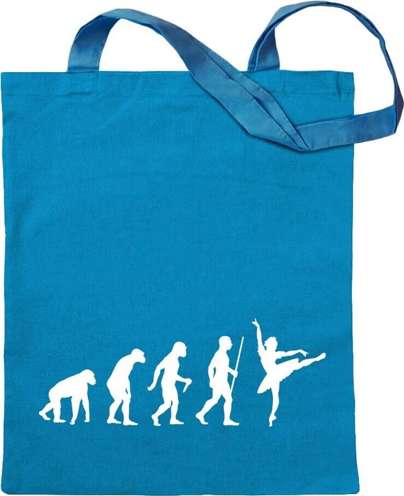 Kiwistar - Baumwolltasche - hellblau - Ballerina Ballett Evolution - Tragetasche Stoffbeutel Umhängetasche langer Henkel