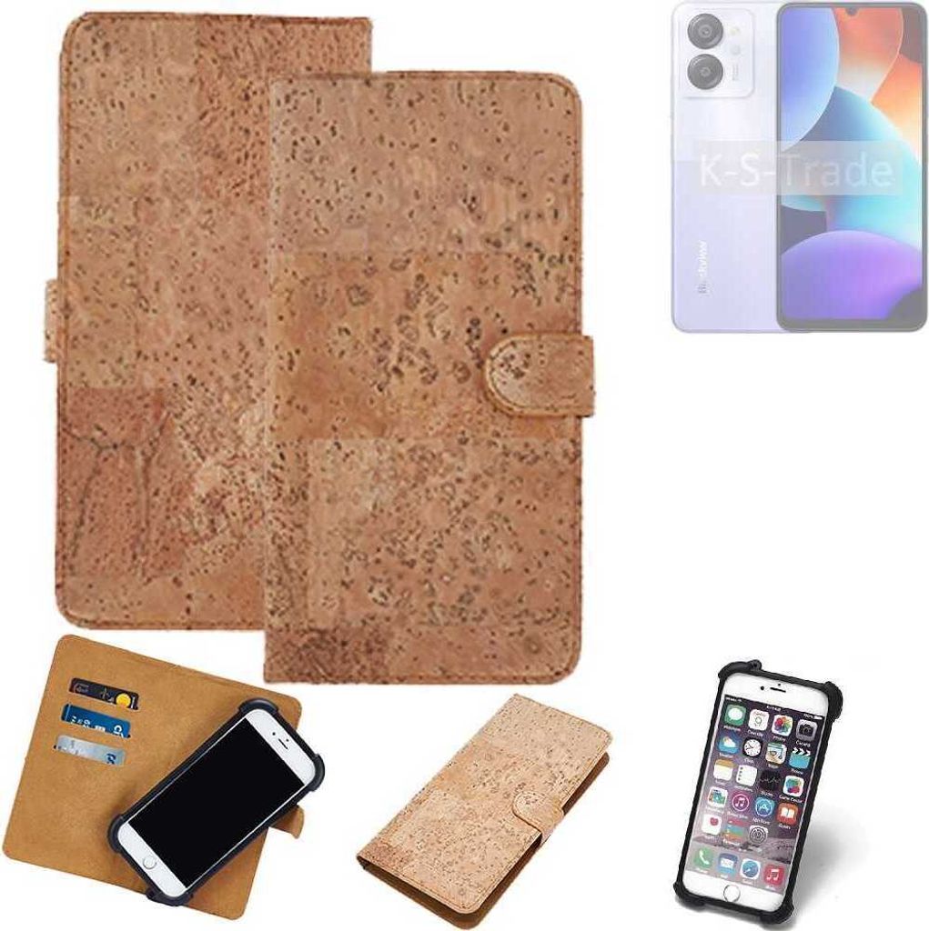 K-S-Trade Hülle kompatibel mit Blackview Color 8 Kork Handyhülle Cover Schutzhülle TPU Case Bumper in Hellbraun, (1x)