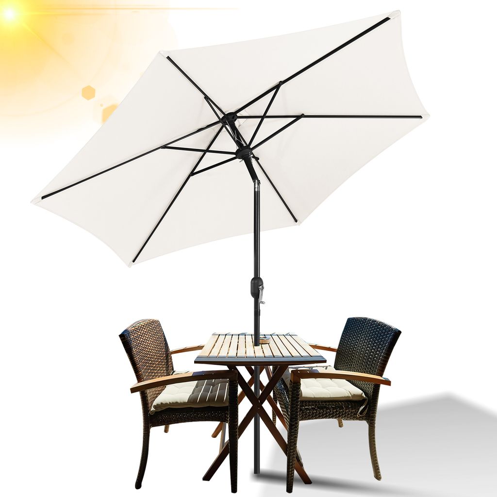 Parasol Hengda rond, manivelle inclinable, fer, parasol de Image du produit 