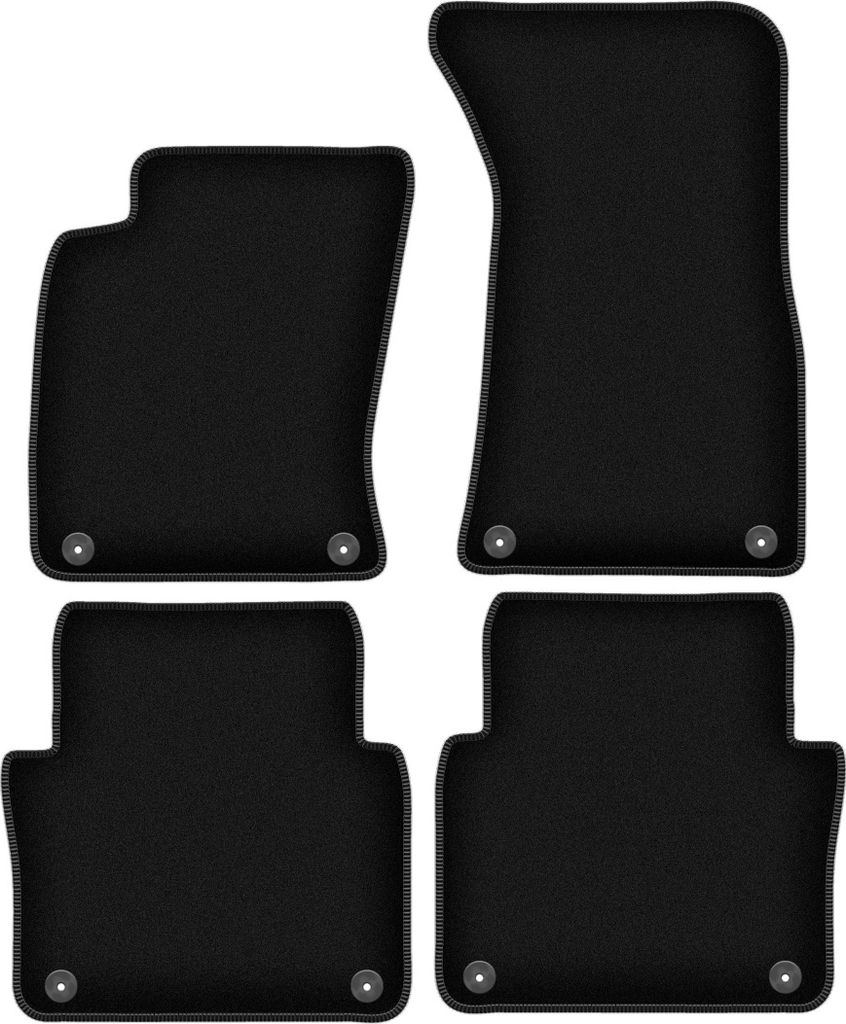 Wielganizator Velours-Autoteppiche – passand für Audi A8 D3 (Limousine, Bj. 2002-2009) – schwarz, passgenau, mit Befestigungen set 4 Stk.