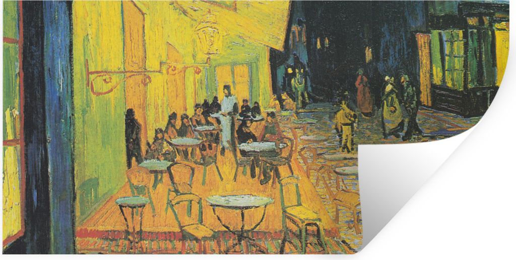 MuchoWow Wandtattoo Wandsticker Wandaufkleber Caféterrasse bei Nacht - Vincent van Gogh 80x40 cm Selbstklebend und Repositionierbar - Aufkleber