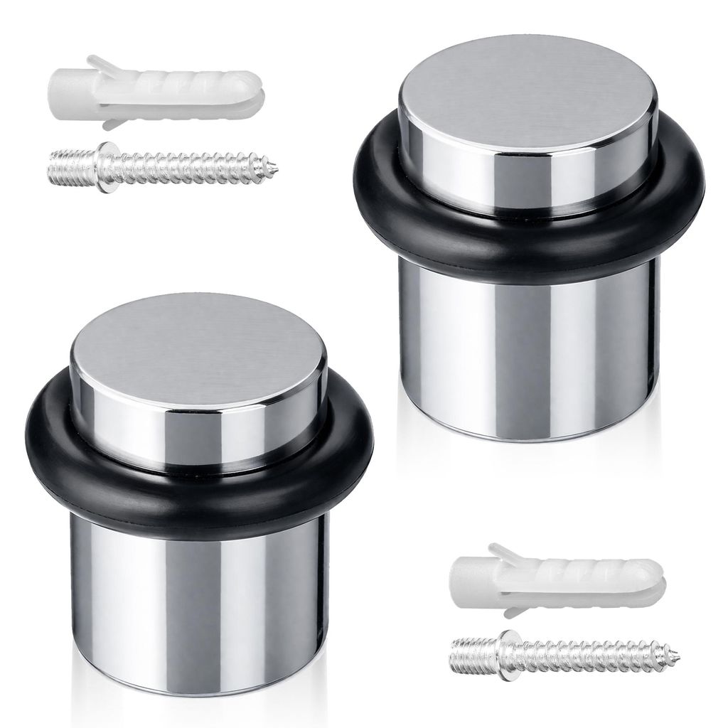 ECENCE Türstopper Boden zum Schrauben 2x Türaufhalter Edelstahl Ø20x25mm Door stopper Chrom