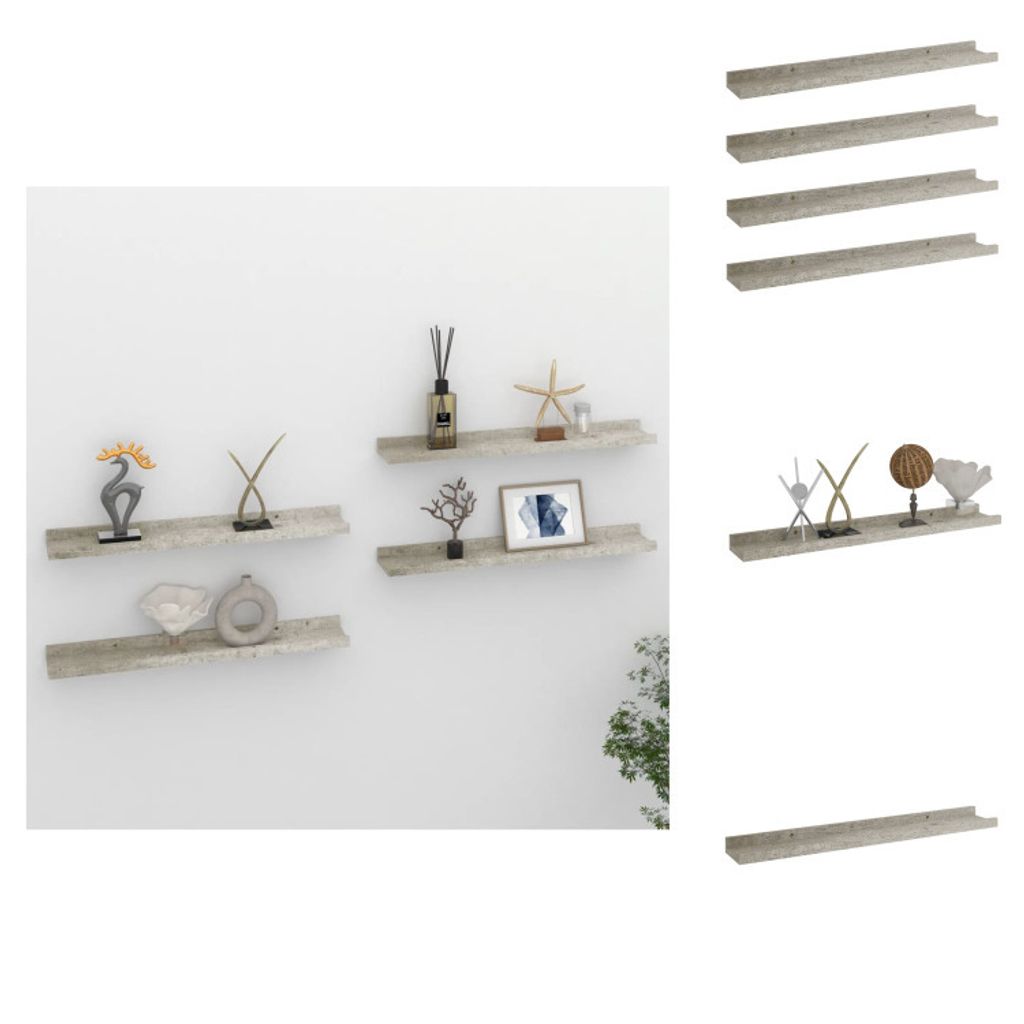 vidaXL Wandregale 4 Stk. Betongrau 60x9x3 cm - Wandregale