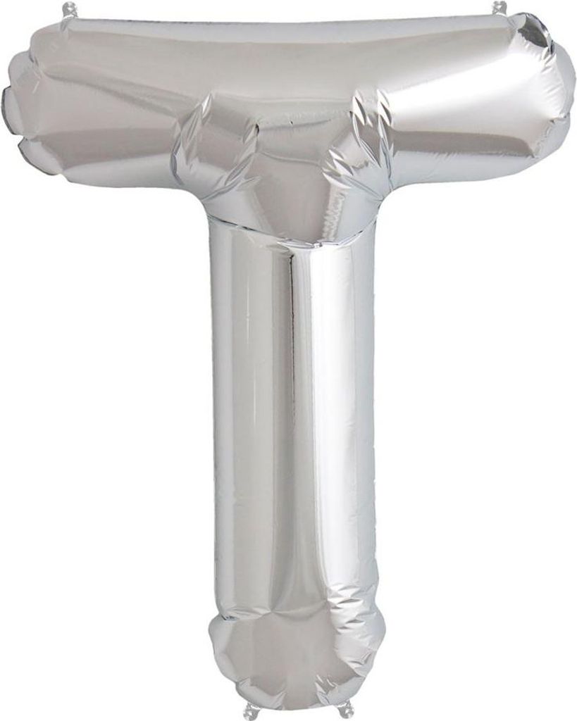 Silberner Ballon Briefform 40Cm Silberner Buchstabe T