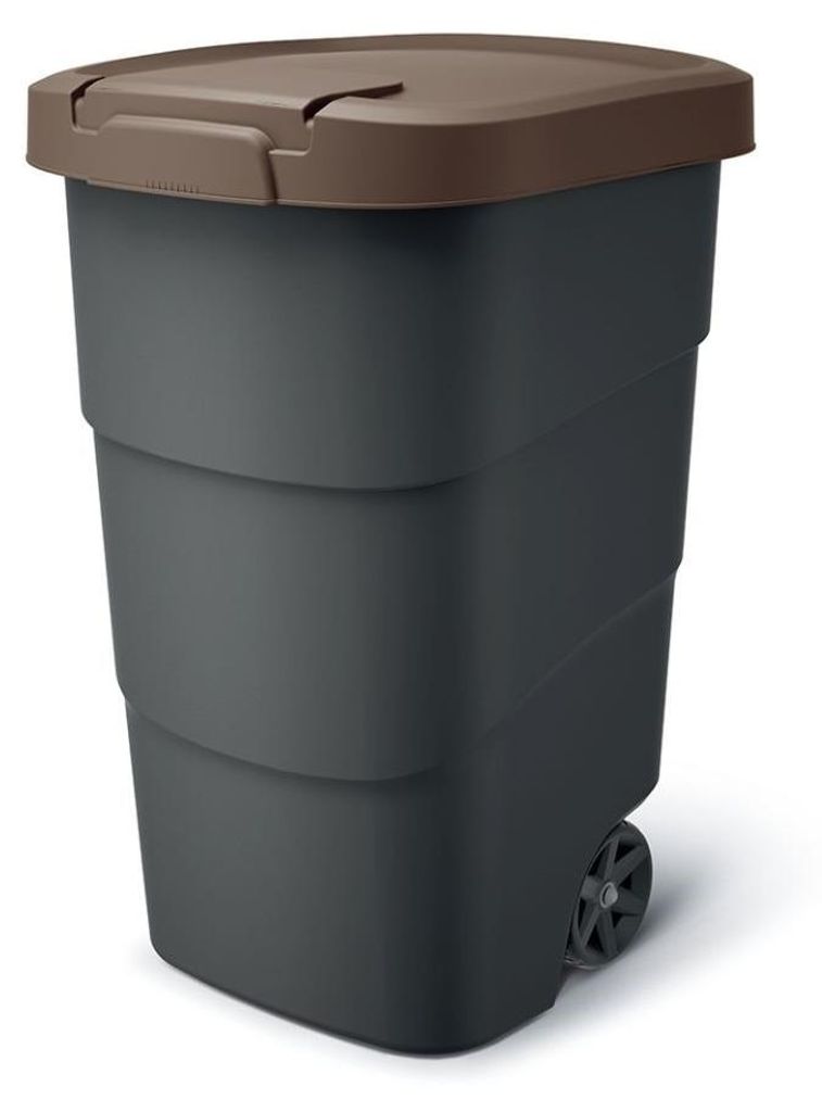 Prosperplast Wheeler 90 l anthrazit mit braunem Deckel Produktbild 