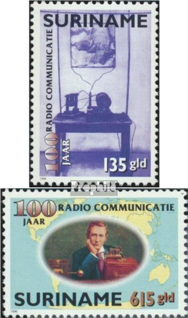 Briefmarken Suriname 1996 Mi 1552-1553 (kompl.Ausg.) postfrisch Erfindung drahtlose Telegraphie