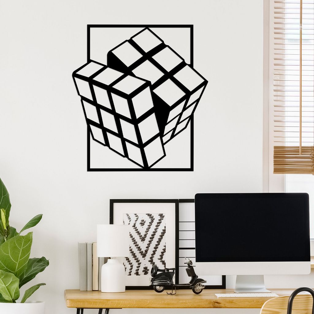 Wallity, Rubik's- TNL2053, Schwarz, Sonstige Wohndekorationen, 64 x 69 cm, 100% Metall (Dicke: 1