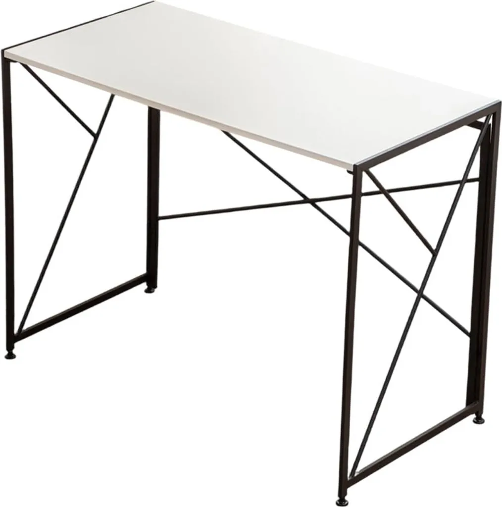 Table d'ordinateur pliable blanche 99cm - Meuble de bureau compact - 11