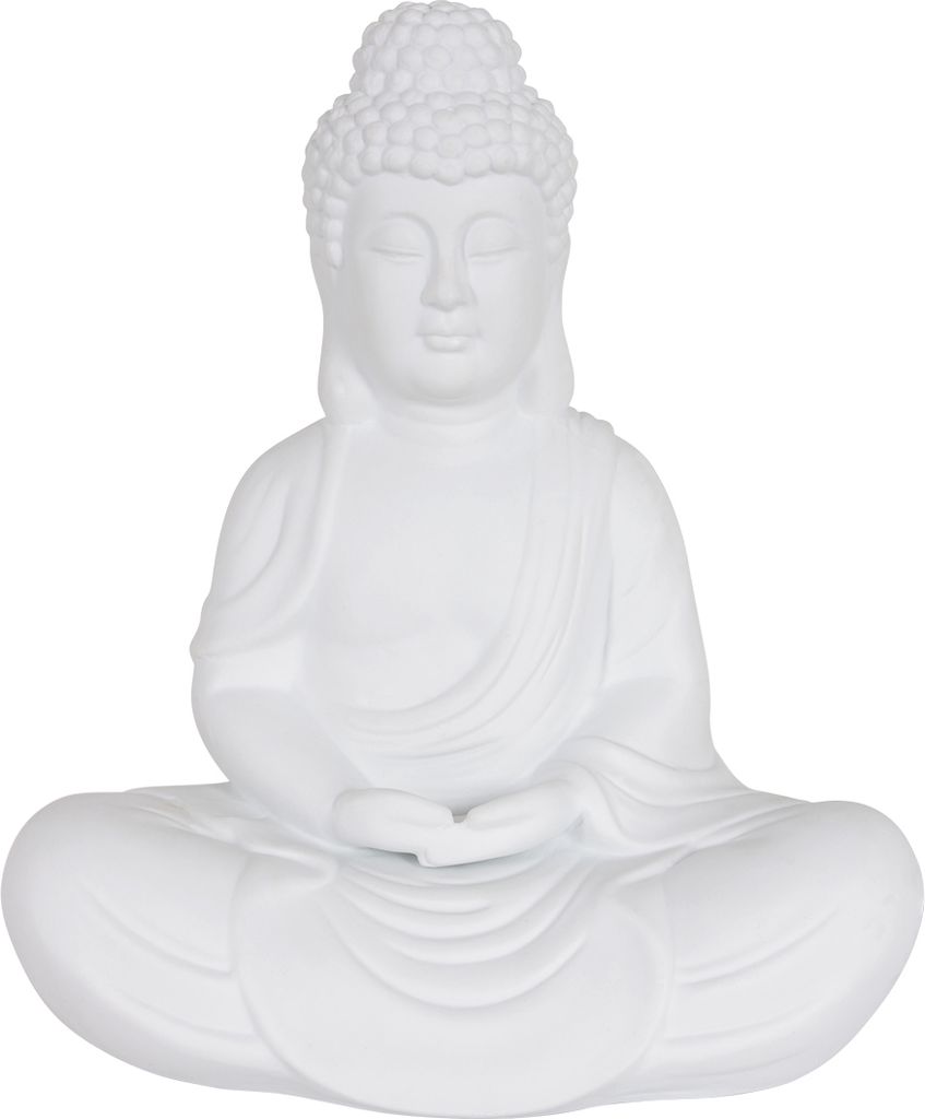 Lampa stołowa, Budda, ceramika, biały, wys. 30 cm Zdjęcie produktu 