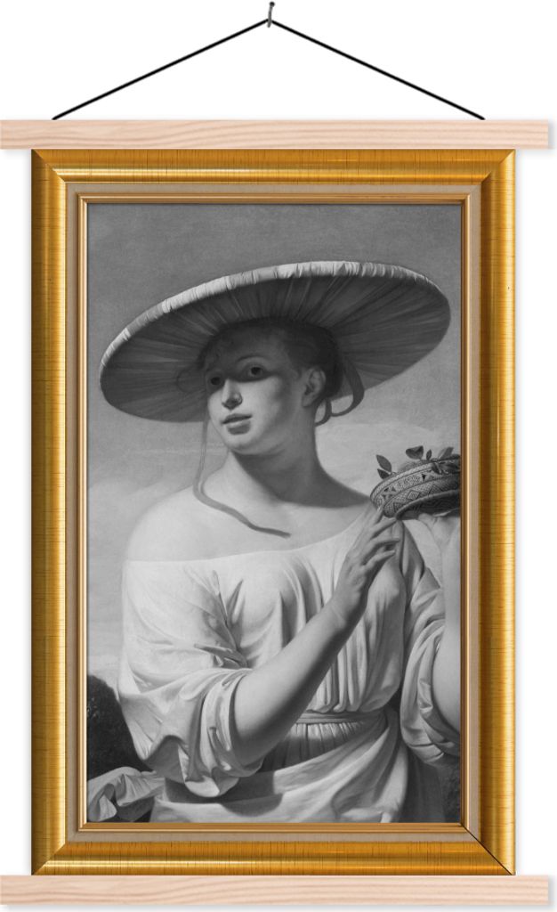 MuchoWow Textilposter Kunst - Maler - Liste - Gold 120x180 cm mit holzfarbenen Rahmen - Textil-Plakat