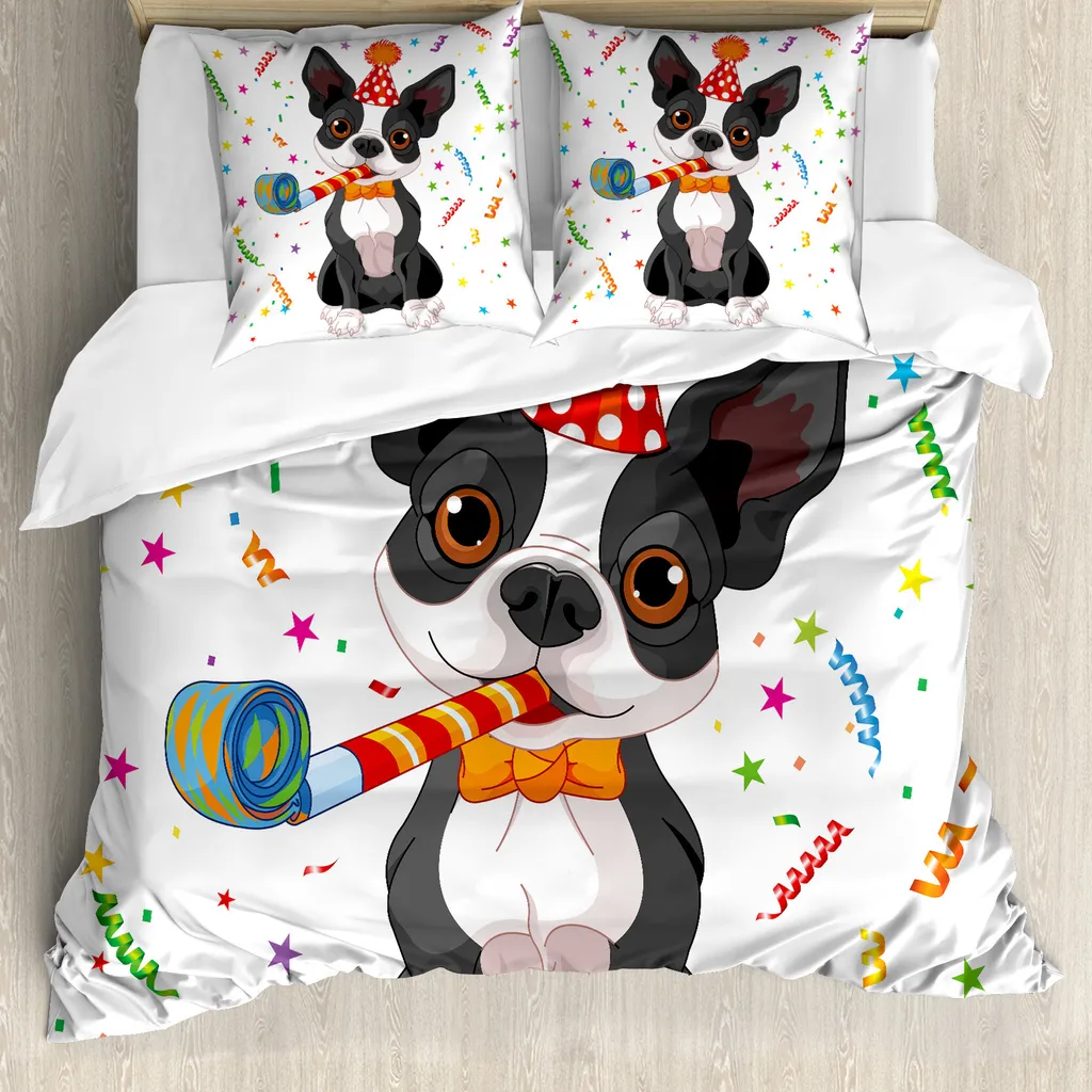 Copripiumino Anallergico Boston Terrier 155x220 con Federa 80x80