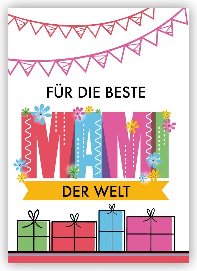 4x Bunte liebevolle Glückwunschkarte zum Muttertag, Produktbild 