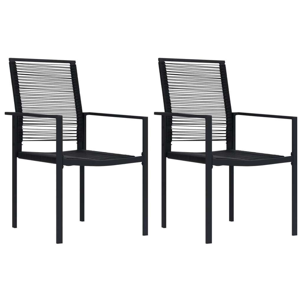 The Living Store Gartenstühle 2 Stk. PVC Rattan Schwarz