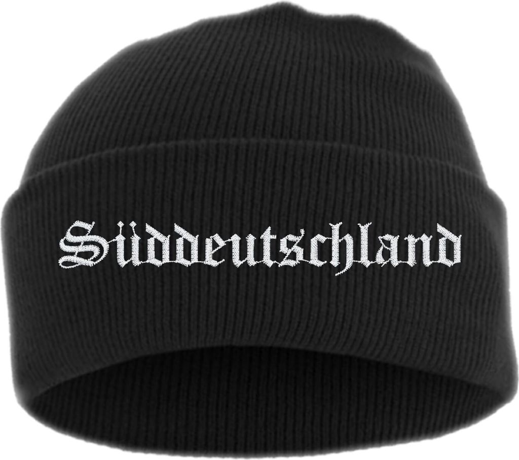 Süddeutschland Umschlagmütze - Altdeutsch - Bestickt - Mütze mit breitem Umschlag Einheitsgröße Schwarz