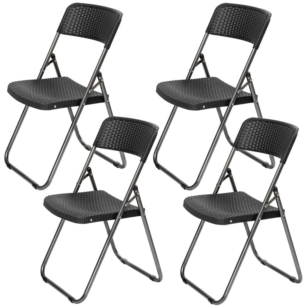 4er Set klappstühle Rattan-Optik Campingstuhl Balkon Produktbild 