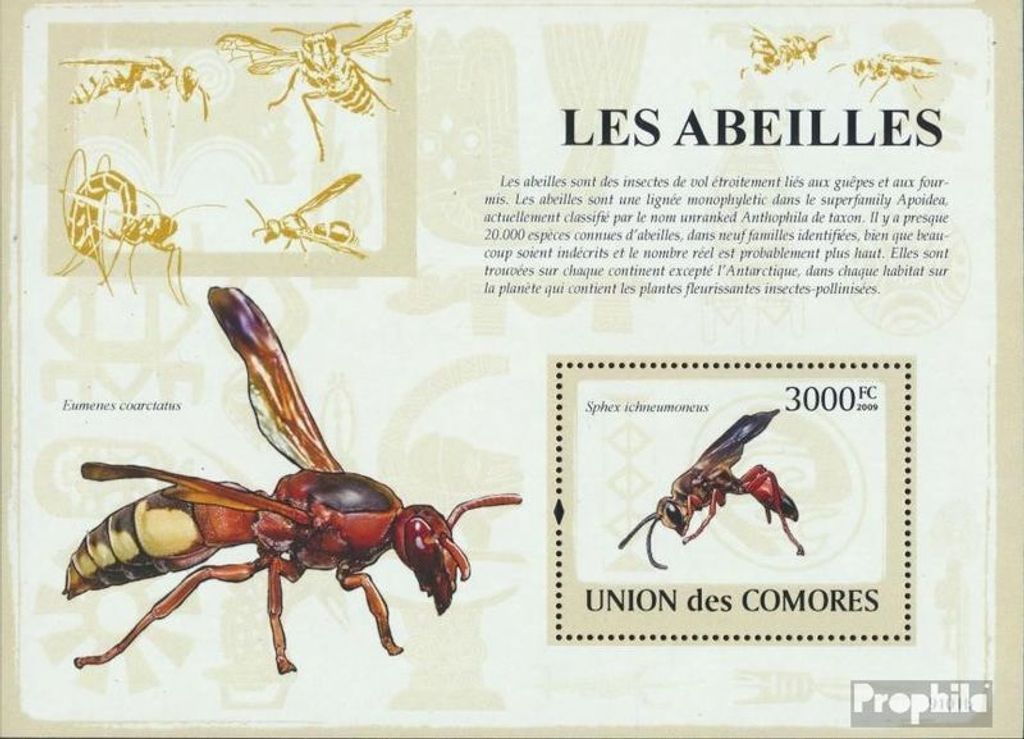 Briefmarken Komoren 2009 Mi Block 472 (kompl. Ausg.) postfrisch Bienen